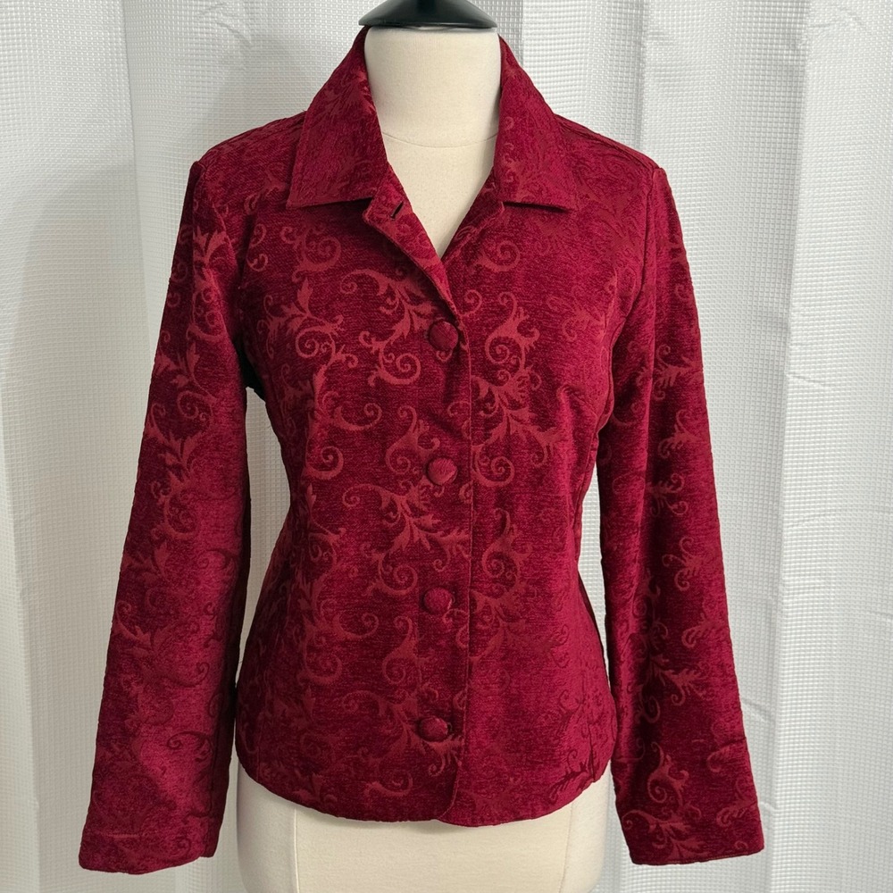 Croft&Barrow Women's Long Sleeve Tapestry Floral Embossed Pattern Blazer
